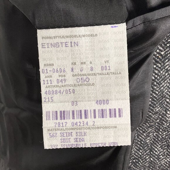 BOSS Hugo Boss Blazer Men 40 Black‎ White Herringbone Einstein Silk Wool Stretch - Picture 8 of 13